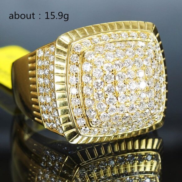 🔥Luxury Big Crystal Rhinestone CZ Wedding Iced Out Gold Plated Ring,UNVN12392 - Picture 12 of 12
